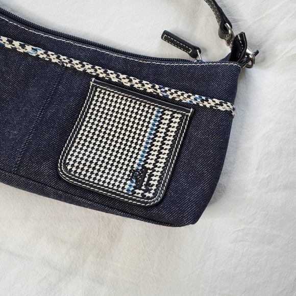 RALPH LAUREN Medium Wash Blue Y2K Denim Patchwork Mini Shoulder Bag - Picture 3 of 6